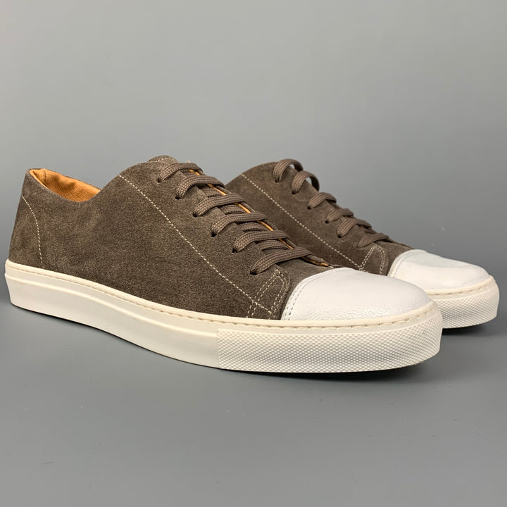 WHY NOT BRAND Size 9 Taupe & White Color Block Suede Cap Toe Sneakers