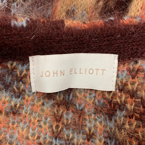 JOHN ELLIOTT Size M Yellow Brown Marble V-Neck Sweater