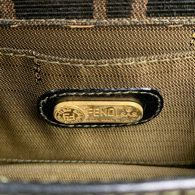 FENDI Brown & Tan Monogram Canvas Cross Body Mini Handbag