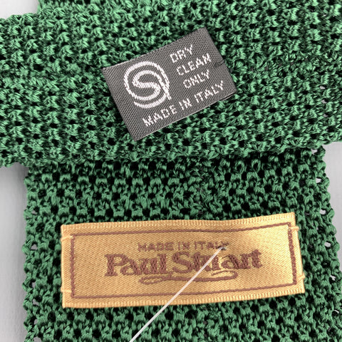 PAUL STUART Forest Green Silk Textured Knit Tie