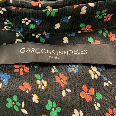 GARCONS INFIDELES Size S Black Multi-Color Floral Button Up Long Sleeve Shirt