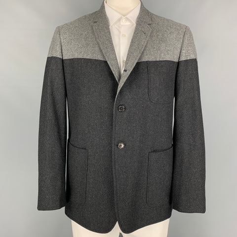 BLACK FLEECE Taille 46 Manteau de sport en laine color block anthracite et gris