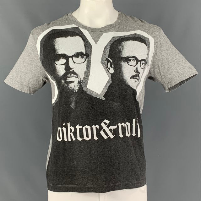 VIKTOR &amp; ROLF Taille L T-shirt à manches courtes en coton graphique gris