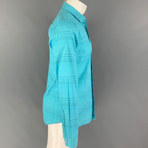 CALVIN KLEIN Size M Aqua Grid Button Up Long Sleeve Shirt
