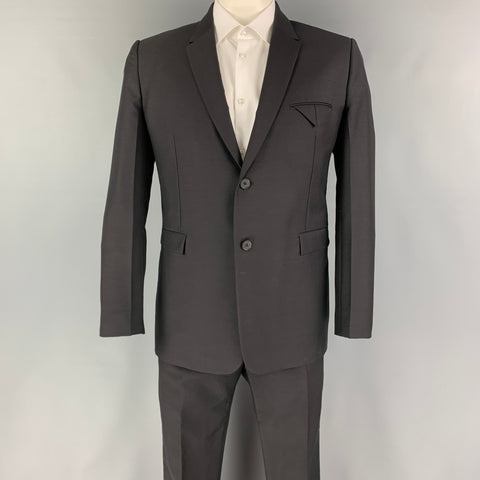 BOTTEGA VENETA Pre-Fall 2019 Size 42 Black Mohair Wool Notch Lapel Suit