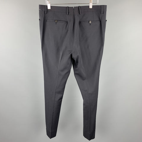 LANVIN Size 34 Black Wool Zip Fly Dress Pants