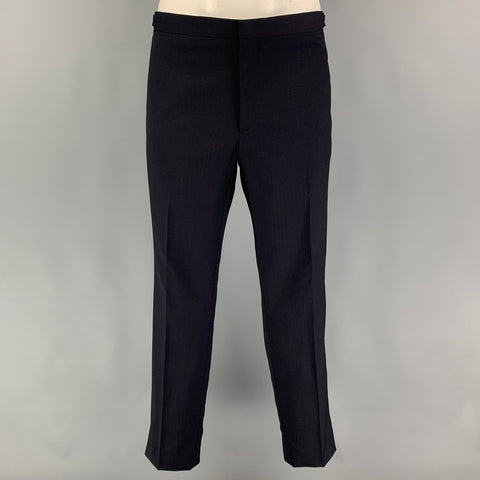 THE KOOPLES Size 40 Navy Black Herringbone Wool Mohair Tuxedo Suit