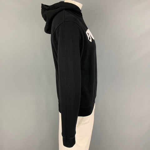 MCQ by ALEXANDER MCQUEEN Size M Black White Embroidery Cotton Swallow Sweater