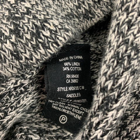 THEORY Size M Black White Knitted Linen / Cotton Crew-Neck Sweater