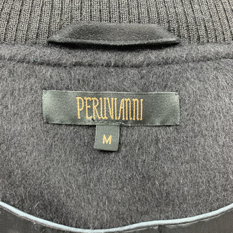 PERUVIANNI Size M Black Textured Alpaca / Wool Zip Up Jacket