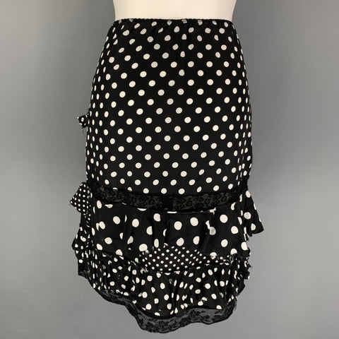 MARC by MARC JACOBS Size 0 Black White Viscose Polka Dot Ruffle Skirt