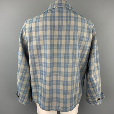 ACNE STUDIOS Size 42 Blue & Taupe Plaid Polyester Zip Up Jacket
