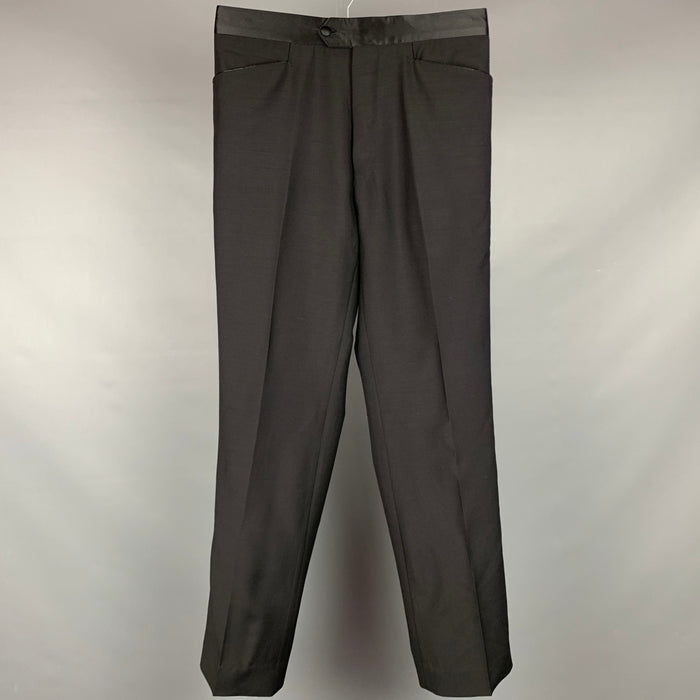 GUCCI by TOM FORD Size 30 Black Wool Blend Tuxedo Dress Pants