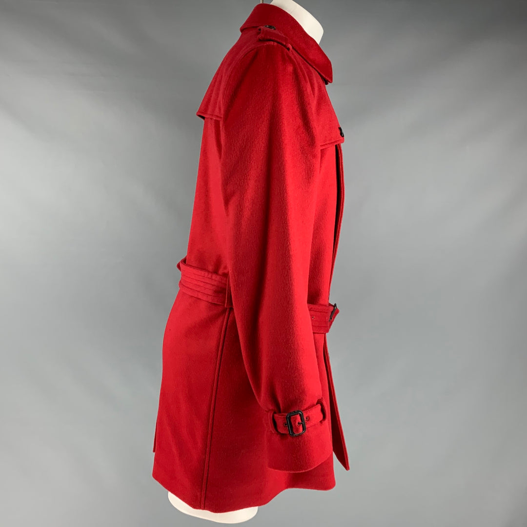 BURBERRY Size 42 Red Wool Cashmere Trench Coat