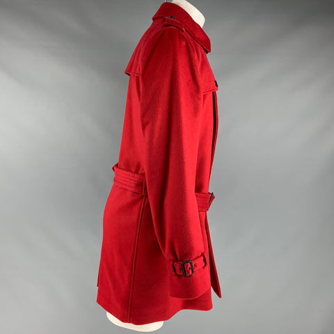 BURBERRY Size 42 Red Wool Cashmere Trench Coat