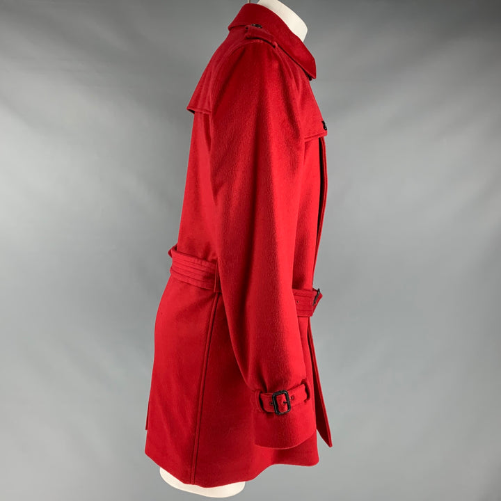 BURBERRY Size 42 Red Wool Cashmere Trench Coat