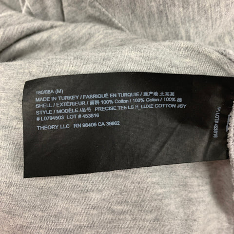 THEORY Size M Grey Heather Cotton Long Sleeve T-shirt