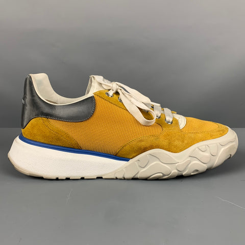 ALEXANDER MCQUEEN Size 11 Yellow Grey Color Block Nylon Sneakers