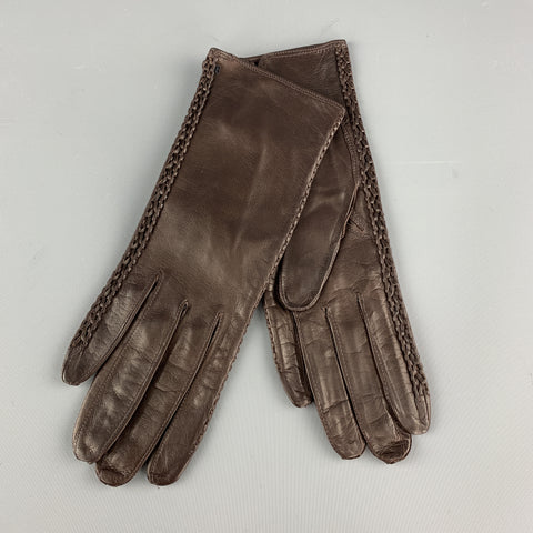 MADOVA Size S Brown Leather Whipstitch Trim Gloves – Sui Generis Designer Consignment