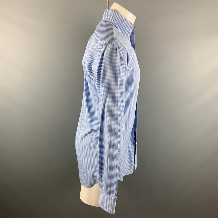 HAMILTON Size M Blue White Checkered Long Sleeve Shirt