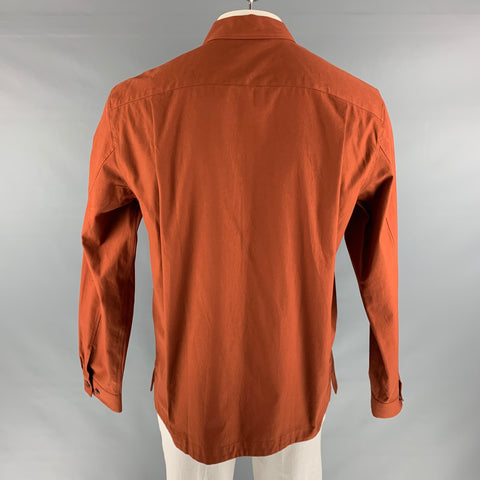 PAUL SMITH Size L Orange Rust Cotton Worker Long Sleeve Shirt