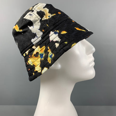 DRIES VAN NOTEN Size S Black Multi-Color Bleach Tie-Dye Nylon Bucket Hat