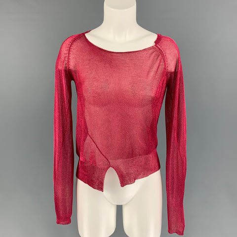 THE ROW Taille XS Haut Giro Vented Métallisé Mélange De Viscose Rouge
