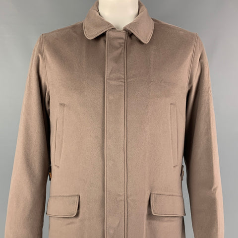 LORO PIANA Size L Taupe Cashmere Hidden Placket Strom System Jacket
