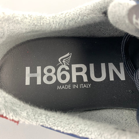 HOGAN H86RUN Taille 11 Baskets à lacets en cuir color block bleu marine et bordeaux