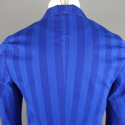 CABANE de ZUCCA Chest Size S Short Royal Blue Stripe Cotton Sport Coat