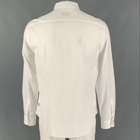 ARMANI COLLEZIONI Size XL White Textured Cotton Button Up Long Sleeve Shirt