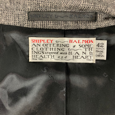 SHIPLEY and HALMOS Chest Size 42 Grey Glenplaid Sport Coat