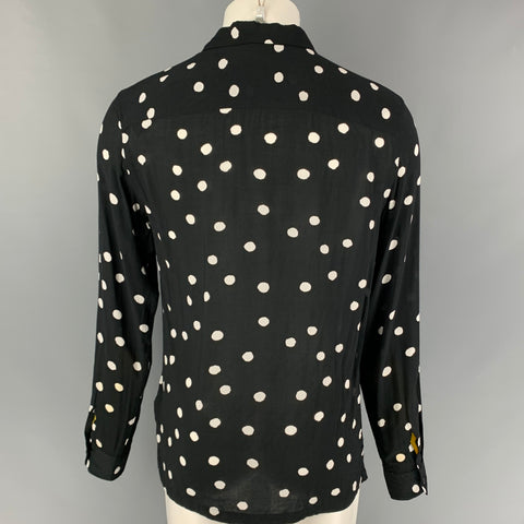 ALLSAINTS Size M Black White Polka Dot Viscose Button Up Long Sleeve Shirt