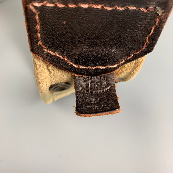 RRL by RALPH LAUREN Size 34 Brown Khaki Studded Leather Canvas Belt