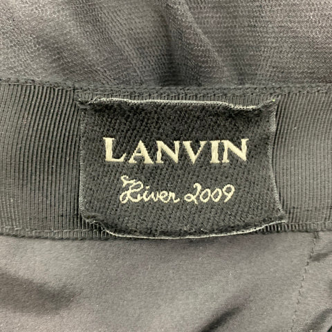 LANVIN Size 6 Black Silk Blend Ruffled Long Skirt