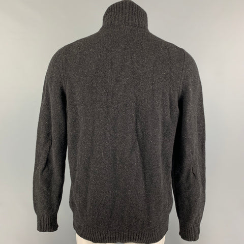 BURBERRY LONDON Size L Grey Heather Merino Wool Zip Up Cardigan