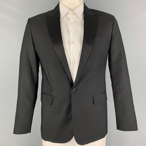 DSQUARED2 Size 42 Black Peak Lapel Tuxedo Sport Coat