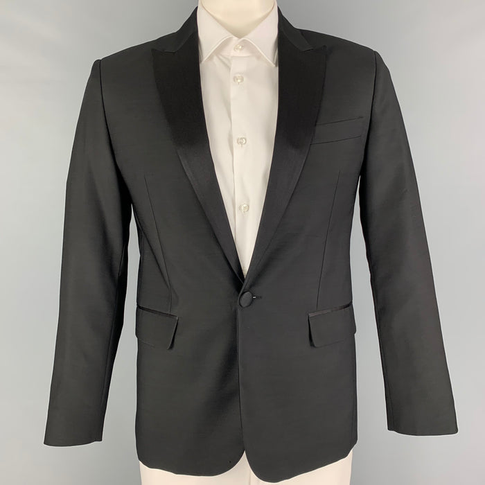 DSQUARED2 Size 42 Black Peak Lapel Tuxedo Sport Coat