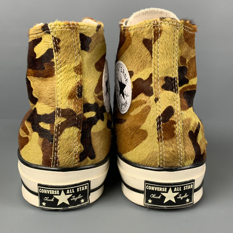CONVERSE Size 8 White Beige Brown Camo High Top Sneakers
