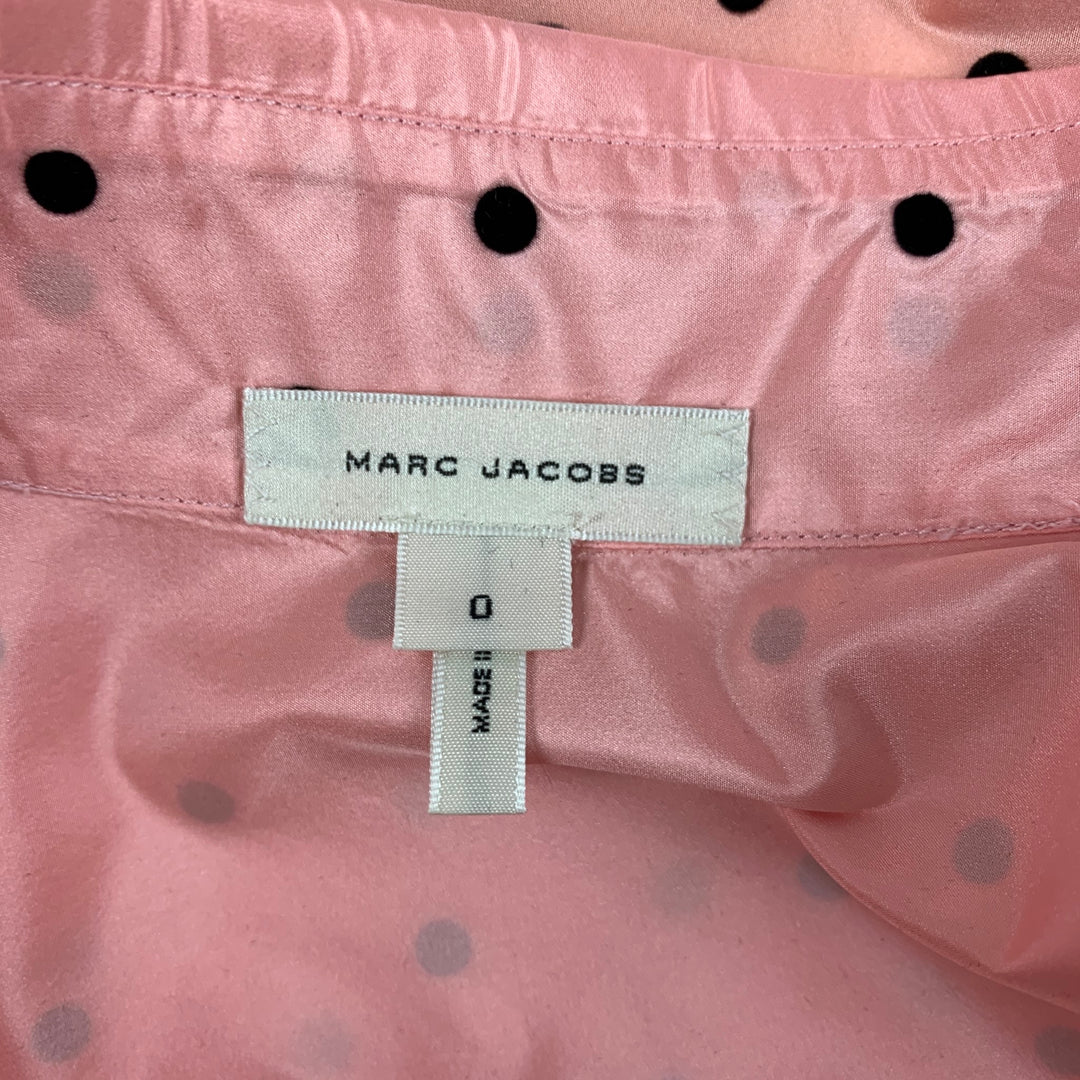 MARC JACOBS Size 0 Pink Black Silk Polka Dot Buttoned Shirt