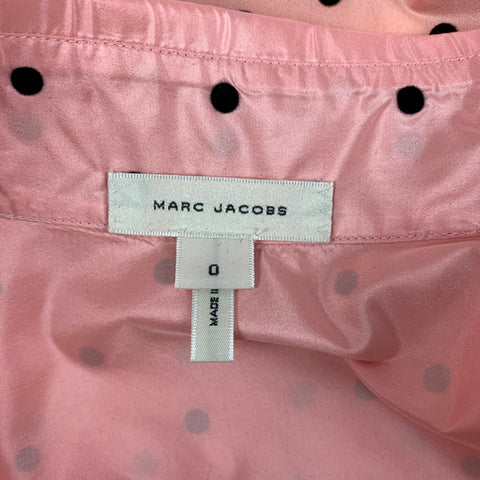 MARC JACOBS Size 0 Pink Black Silk Polka Dot Buttoned Shirt
