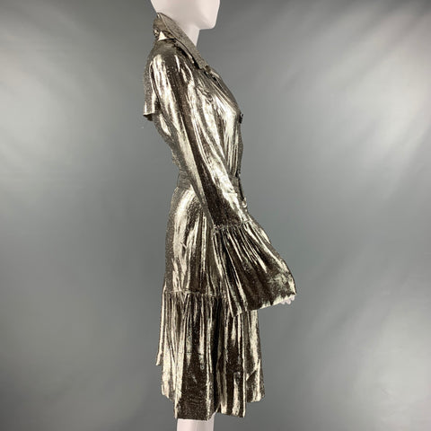 BURBERRY PRORSUM Size S Silver Metallic Trench Coat