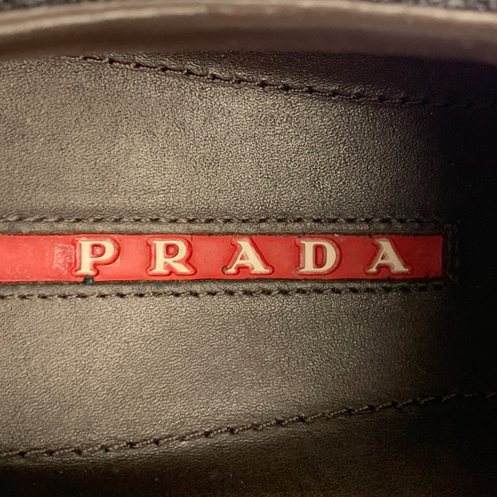 PRADA Size 7.5 Black Tan Mesh Lace Up Sneakers
