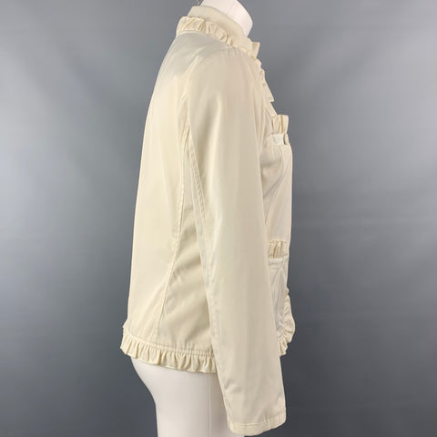 LOVE MOSCHINO Size 6 Cream Polyester Ruffled Jacket