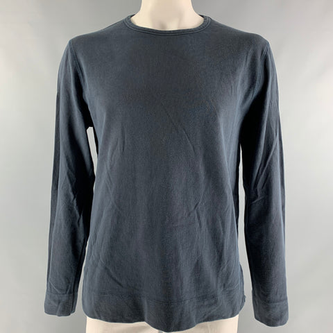 OFFICINE GENERALE Size XL Navy Solid Cotton Pullover