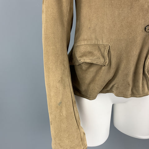 NIGEL PRESTON Taille S Veste à revers pointu en daim marron taupe