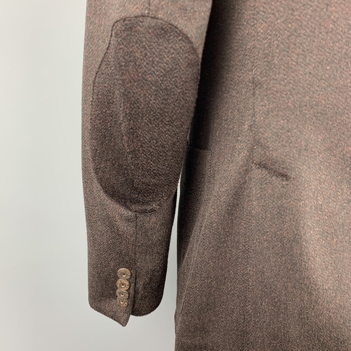 JOSEPH ABBOUD Talla 40 Abrigo deportivo con solapa de muesca de cachemira texturizada marrón