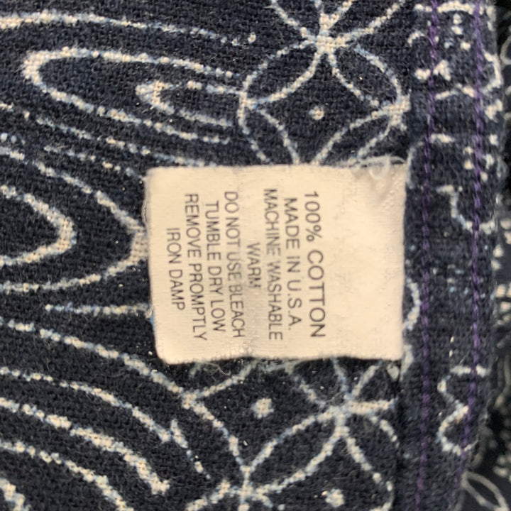 GITMAN VINTAGE Taille L Chemise à manches longues boutonnée en coton imprimé indigo