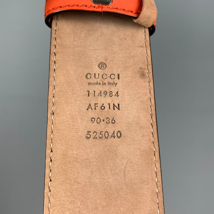 GUCCI Size 40 Orange Guccisima Embossed Leather GG Belt