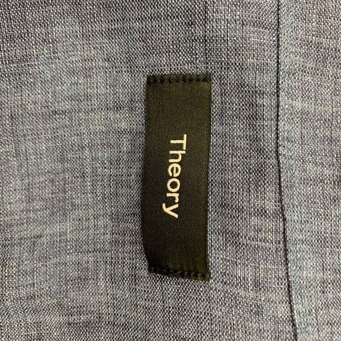 THEORY Size XS Blue Linen Button Down Long Sleeve Shirt